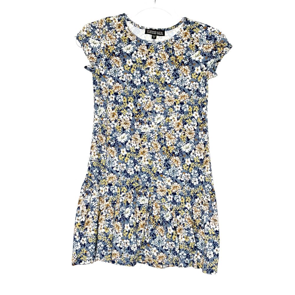 Trixxi Girl Blue Floral Short Sleeve Soft Dress Poly Spandex NWT Girls Medium